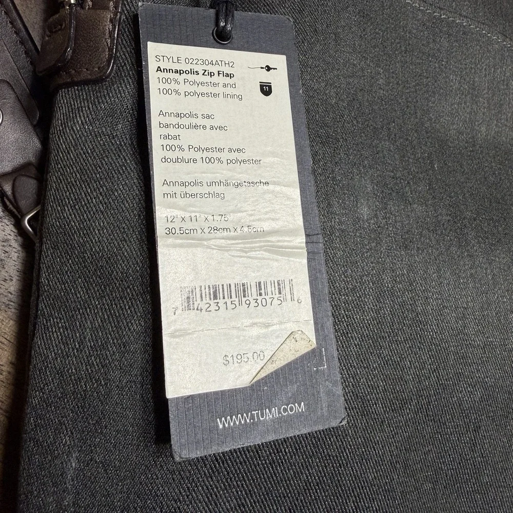 Tumi Alpha Bravo Annapolis Zip Flap Sling Crossbody Gray Brown Leather NEW READ